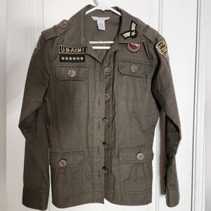 CAbi Women Army Green Jacket with Military Patches